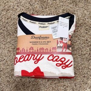 Dearfoams Women's Red and White Pajama Set
